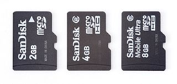 Image of three micro SD cards of different capacities